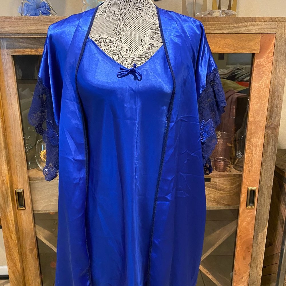Gorgeous Royal Blue Vintage Val Mode robe chemise